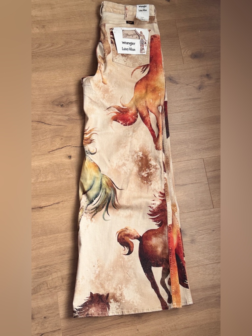 Wrangler Beige and Brown Printed Wide Leg Jeans - Picture 6 of 6